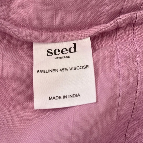 SEED HERITAGE Linen Lilac Off The Shoulder Smock Dress - Picture 6 of 8